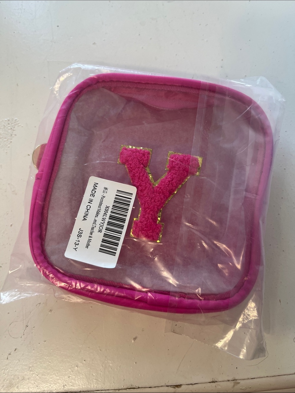 Amazon Y Letter Pink Square Makeup Travel Bag Zip Up Bag